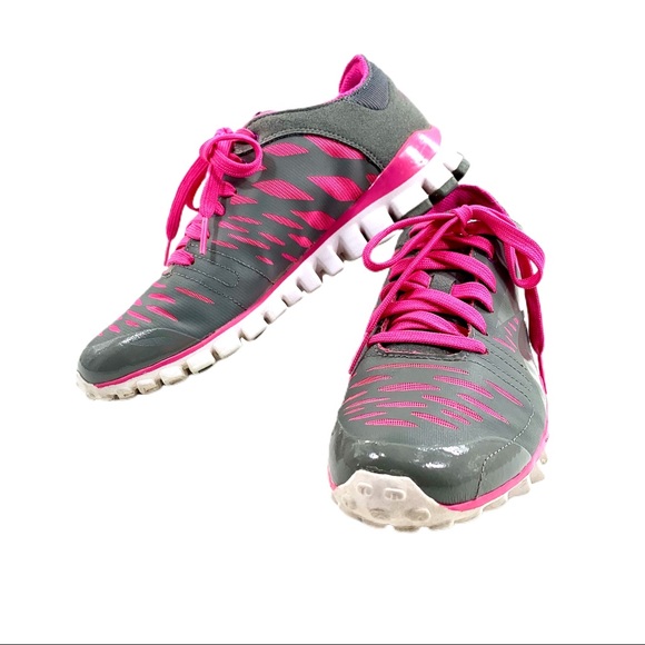 Reebok Realflex Grey / Pink Trainers Running Shoes - Picture 2 of 7